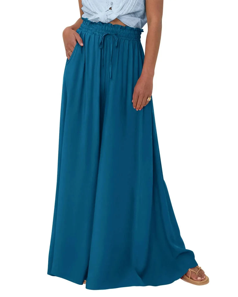 Women High Waist Wide Leg Palazzo Pants with Pockets
