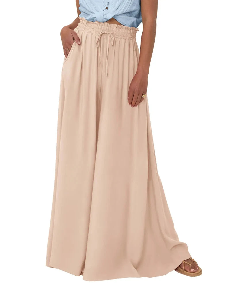 Women High Waist Wide Leg Palazzo Pants with Pockets