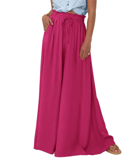 Women High Waist Wide Leg Palazzo Pants with Pockets