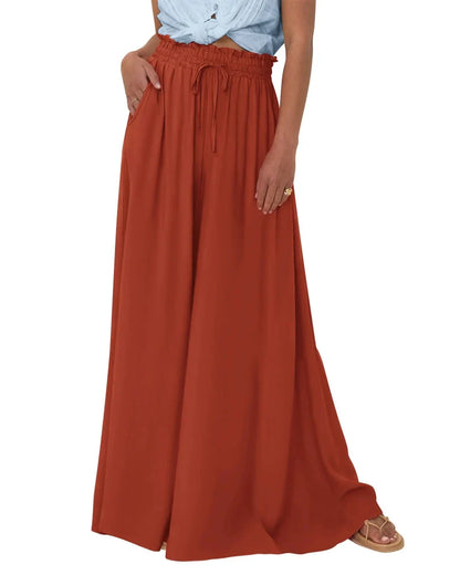 Women High Waist Wide Leg Palazzo Pants with Pockets