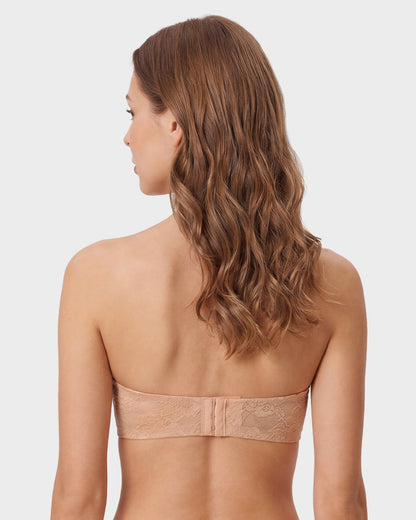 Women's No Padding Strapless Lace Bra Underwire Multiway See-Through