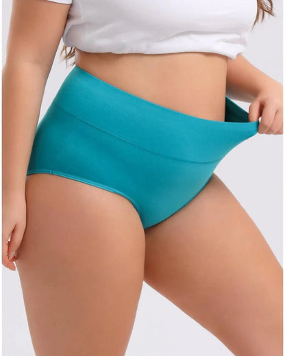 Plus Size Cotton Briefs 4-Pack, High-Waist Soft Everyday Underwear