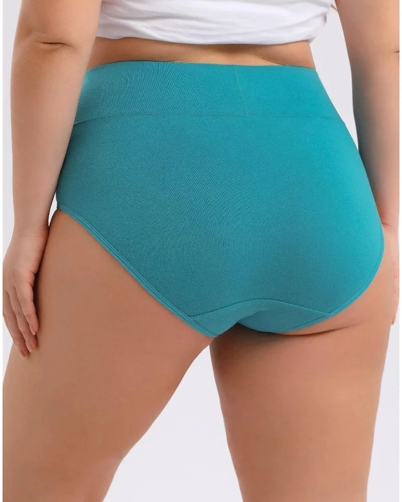Plus Size Cotton Briefs 4-Pack, High-Waist Soft Everyday Underwear