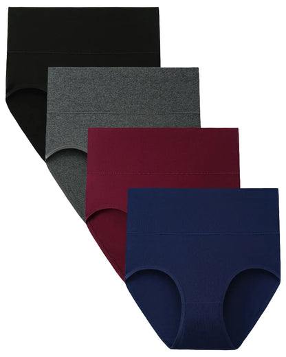 Plus Size Cotton Briefs 4-Pack, High-Waist Soft Everyday Underwear