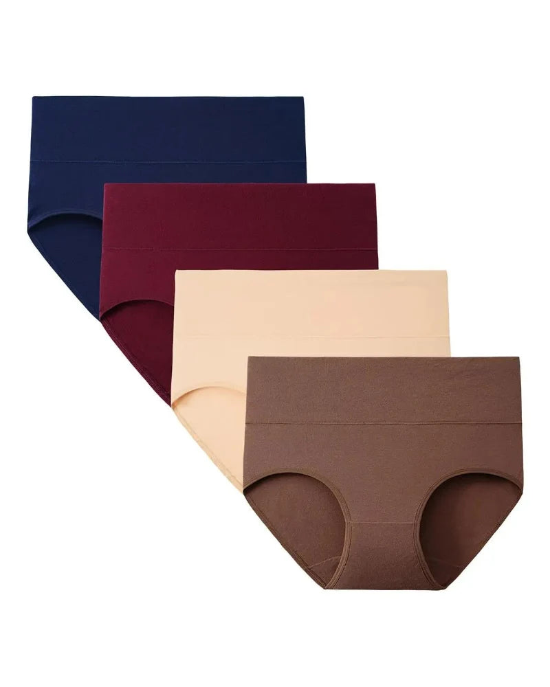 Plus Size Cotton Briefs 4-Pack, High-Waist Soft Everyday Underwear