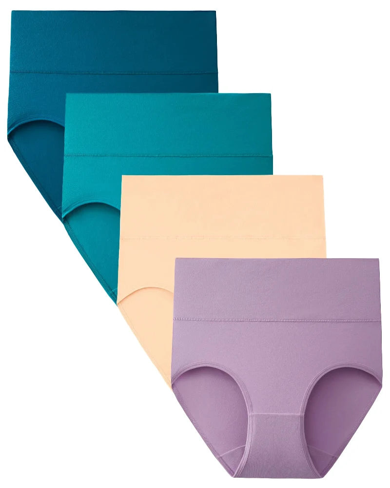 Plus Size Cotton Briefs 4-Pack, High-Waist Soft Everyday Underwear