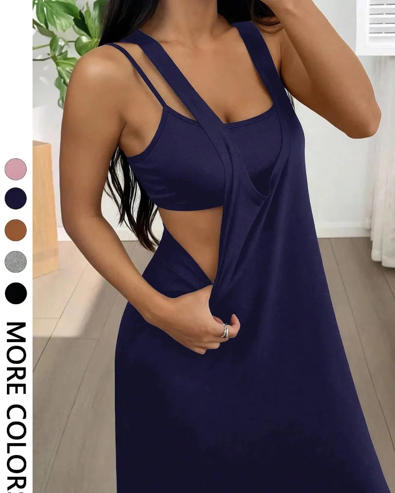 Women’s 2 Piece Tank & Cutout Maxi Dress Set Soft Stretch Double Strap