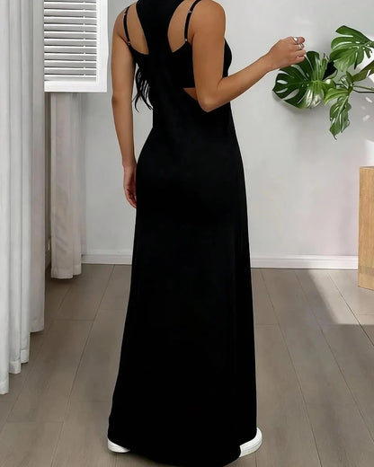 Women’s 2 Piece Tank & Cutout Maxi Dress Set Soft Stretch Double Strap