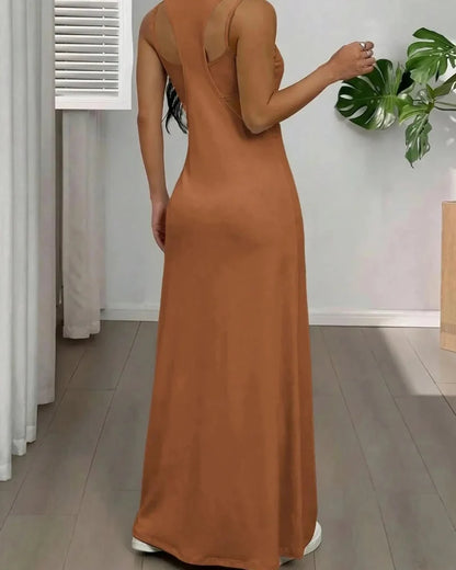 Women’s 2 Piece Tank & Cutout Maxi Dress Set Soft Stretch Double Strap
