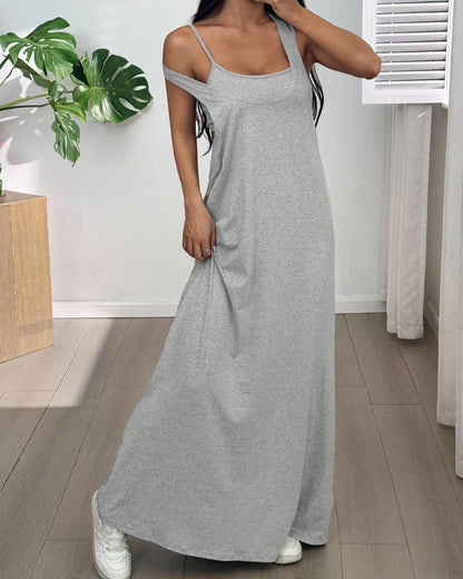 Women’s 2 Piece Tank & Cutout Maxi Dress Set Soft Stretch Double Strap