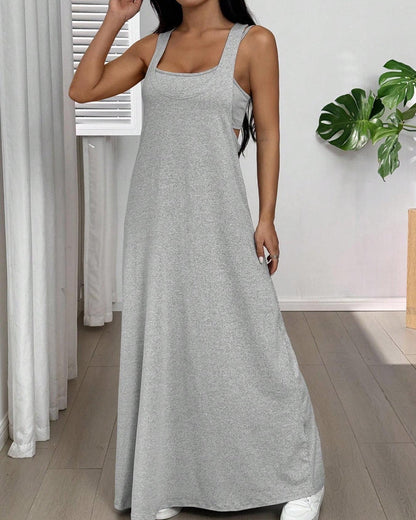 Women’s 2 Piece Tank & Cutout Maxi Dress Set Soft Stretch Double Strap