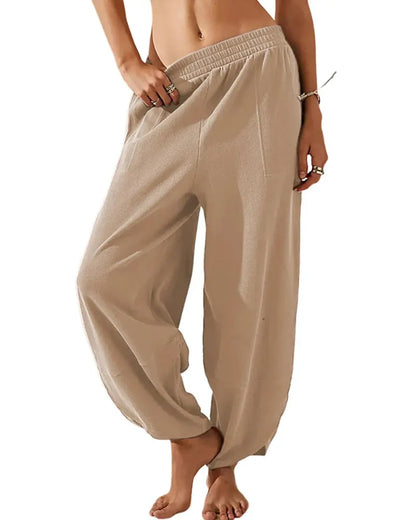 Women’s Baggy Wide-Leg Elastic Waist Pants with Pockets