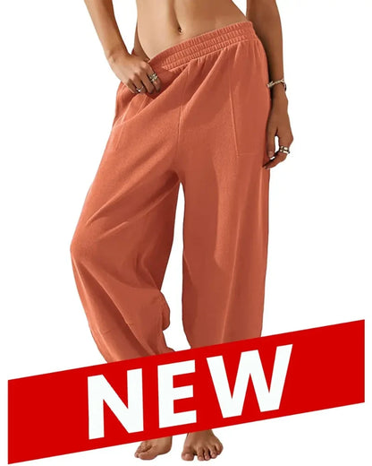 Women’s Baggy Wide-Leg Elastic Waist Pants with Pockets