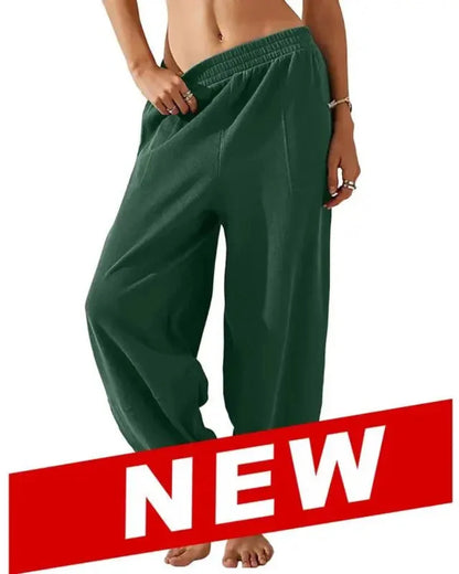 Women’s Baggy Wide-Leg Elastic Waist Pants with Pockets