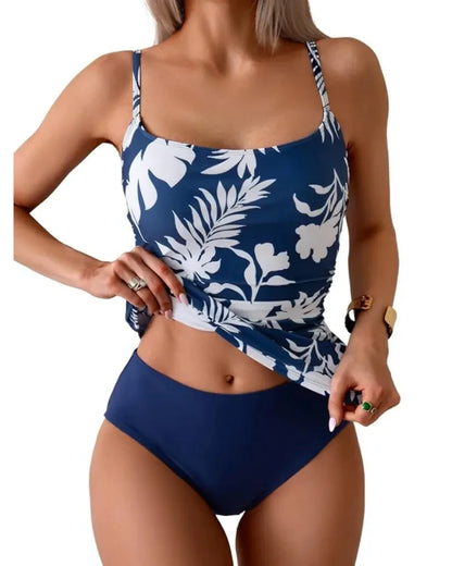 Women’s Tankini 2-Piece, Tummy Control Swimwear, High-Waisted Bottom