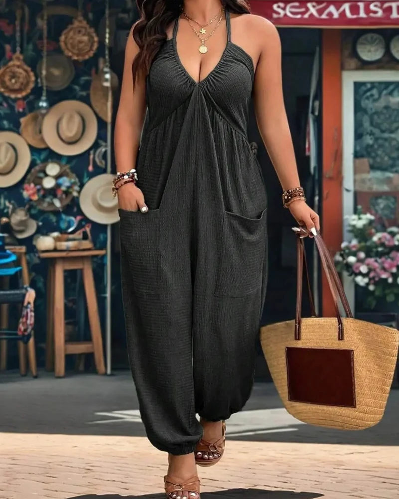 Women’s Pocket Jumpsuit, Sleeveless Casual Plus Size