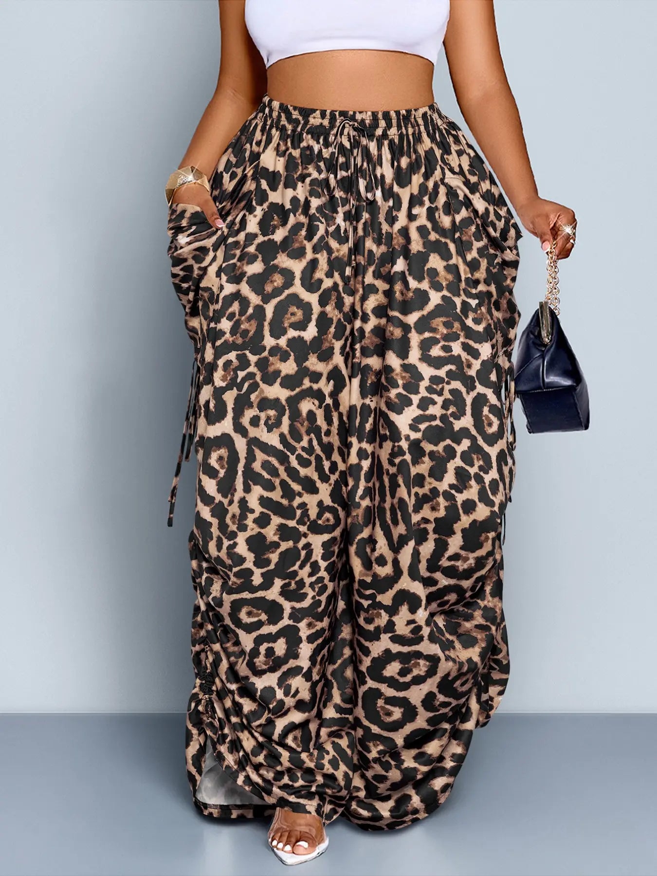 Women's Casual Loose-Fit Wide Leg Pants, All-Season Woven Fabric, Daily Commute