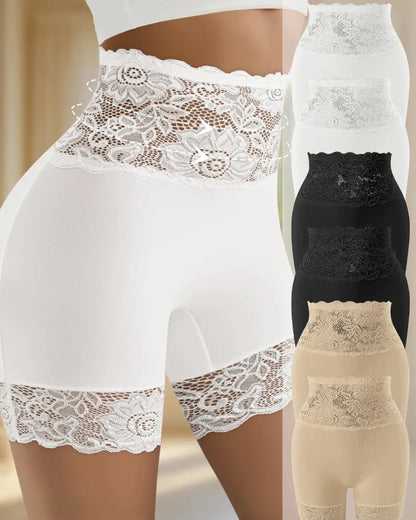 High-Waist Shapewear Shorts, Lace Tummy Control
