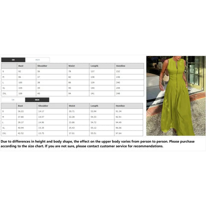 Women’s Loose Fit Maxi Dress – Pleated, Pocket, Slit, Summer Comfort Dress