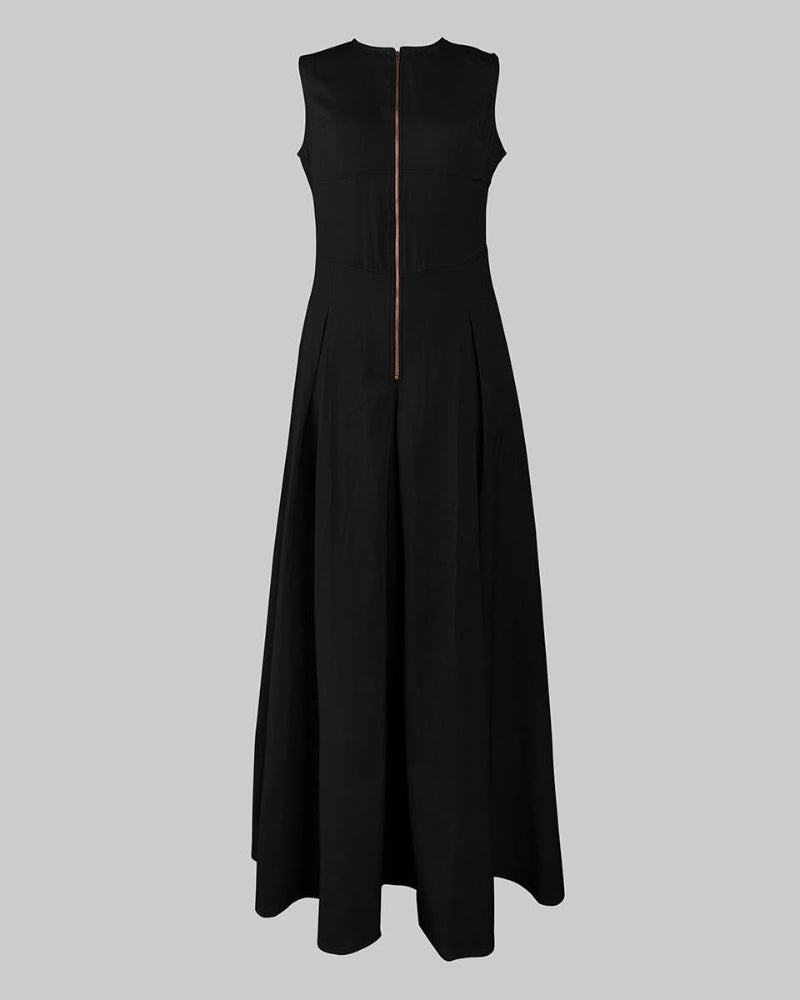 Women’s Loose Fit Maxi Dress – Pleated, Pocket, Slit, Summer Comfort Dress