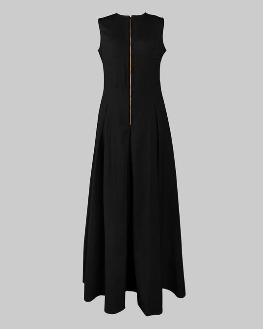 Women’s Loose Fit Maxi Dress – Pleated, Pocket, Slit, Summer Comfort Dress