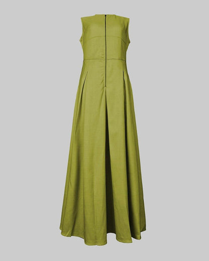 Women’s Loose Fit Maxi Dress – Pleated, Pocket, Slit, Summer Comfort Dress