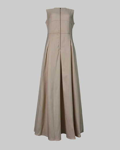 Women’s Loose Fit Maxi Dress – Pleated, Pocket, Slit, Summer Comfort Dress