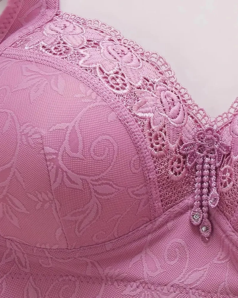 3 Packs Women's Contrast Lace Push Up Bra Soft Breathable Adjustable Bralette