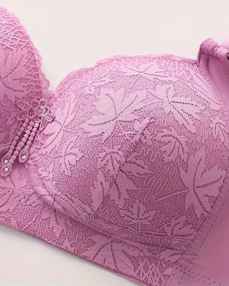 3 Packs Women's Contrast Lace Push Up Bra Soft Breathable Adjustable Bralette