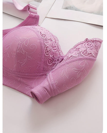3 Packs Women's Contrast Lace Push Up Bra Soft Breathable Adjustable Bralette