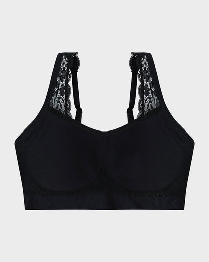 Wireless Seamless Bra with Lace Straps and Invisible Fit