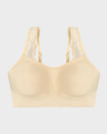 Wireless Seamless Bra with Lace Straps and Invisible Fit