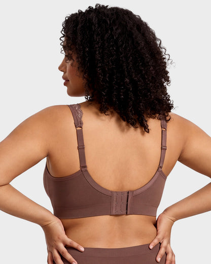 Wireless Seamless Bra with Lace Straps and Invisible Fit