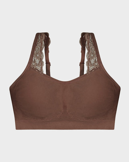Wireless Seamless Bra with Lace Straps and Invisible Fit