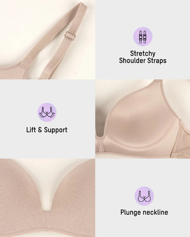 Wire-Free Cotton Lift T-Shirt Bra