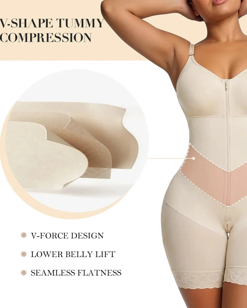 V-shaped zip tummy control shapewear