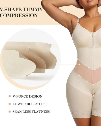 V-shaped zip tummy control shapewear