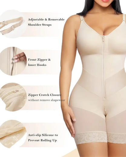 V-shaped zip tummy control shapewear