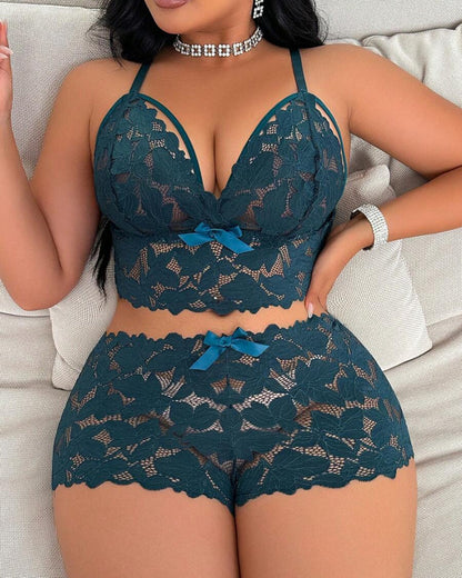 Plus Size Lace Lingerie Set  2-Piece Sexy Sleepwear