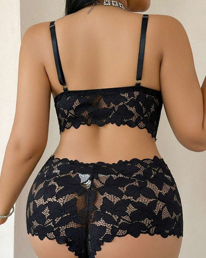 Plus Size Lace Lingerie Set  2-Piece Sexy Sleepwear
