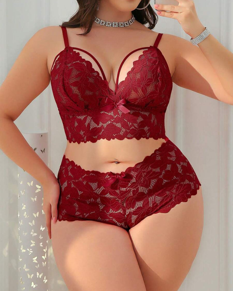 Plus Size Lace Lingerie Set  2-Piece Sexy Sleepwear