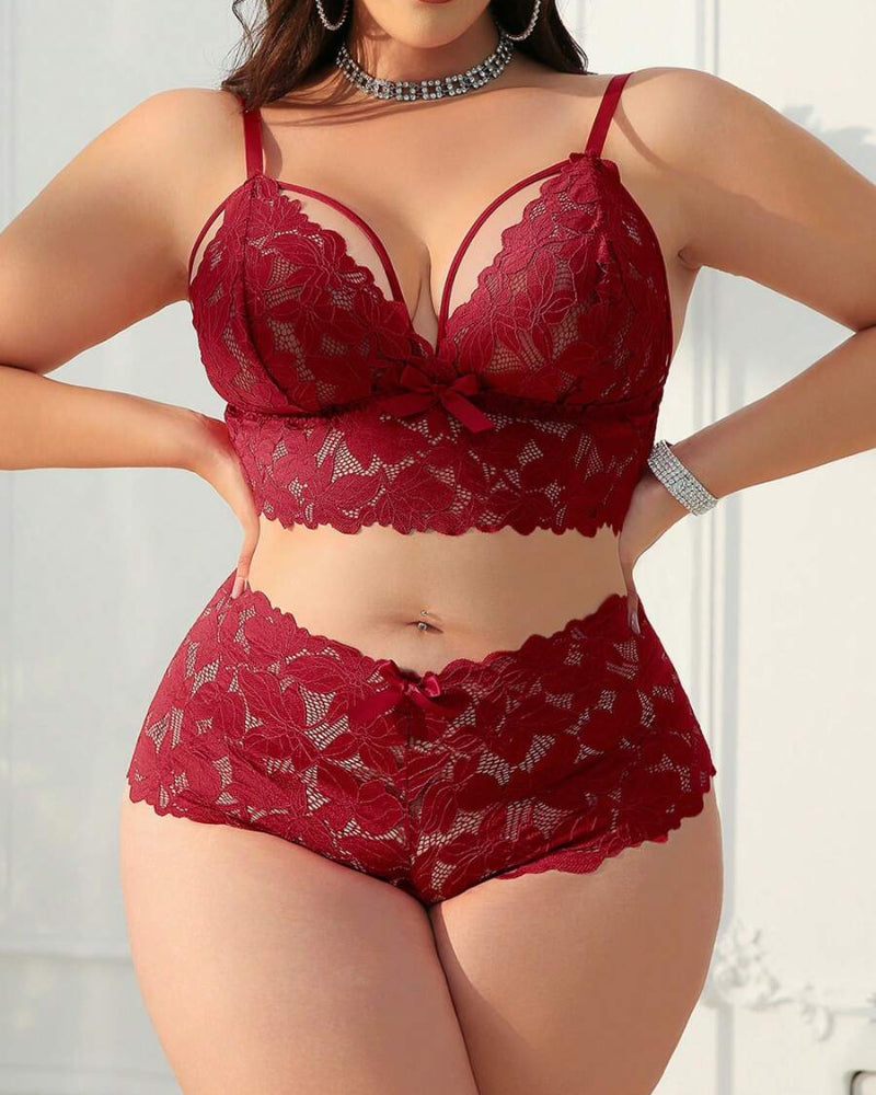 Plus Size Lace Lingerie Set  2-Piece Sexy Sleepwear