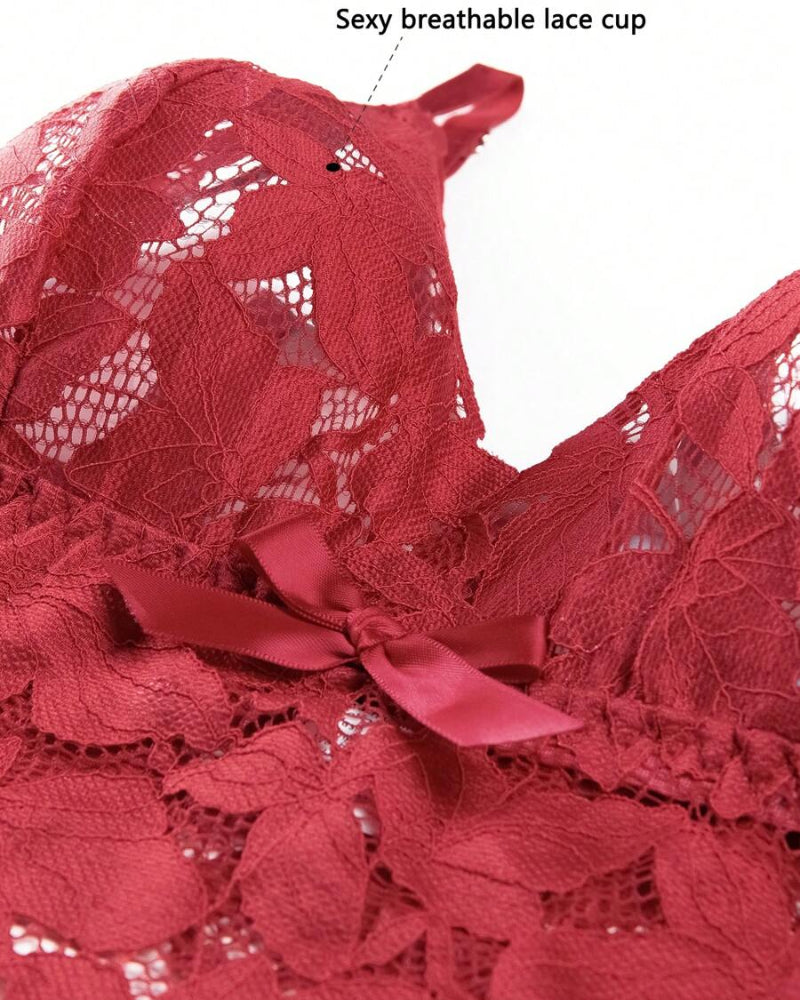 Plus Size Lace Lingerie Set  2-Piece Sexy Sleepwear