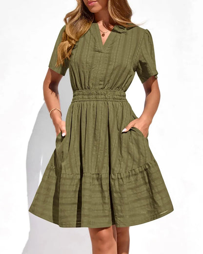 Women’s Spring 2026 V-Neck Mini Dress – Boho Beachwear