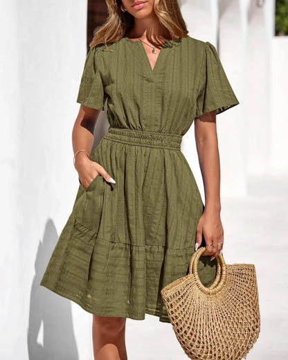 Women’s Spring 2026 V-Neck Mini Dress – Boho Beachwear