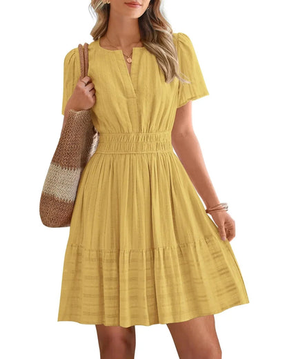 Women’s Spring 2026 V-Neck Mini Dress – Boho Beachwear