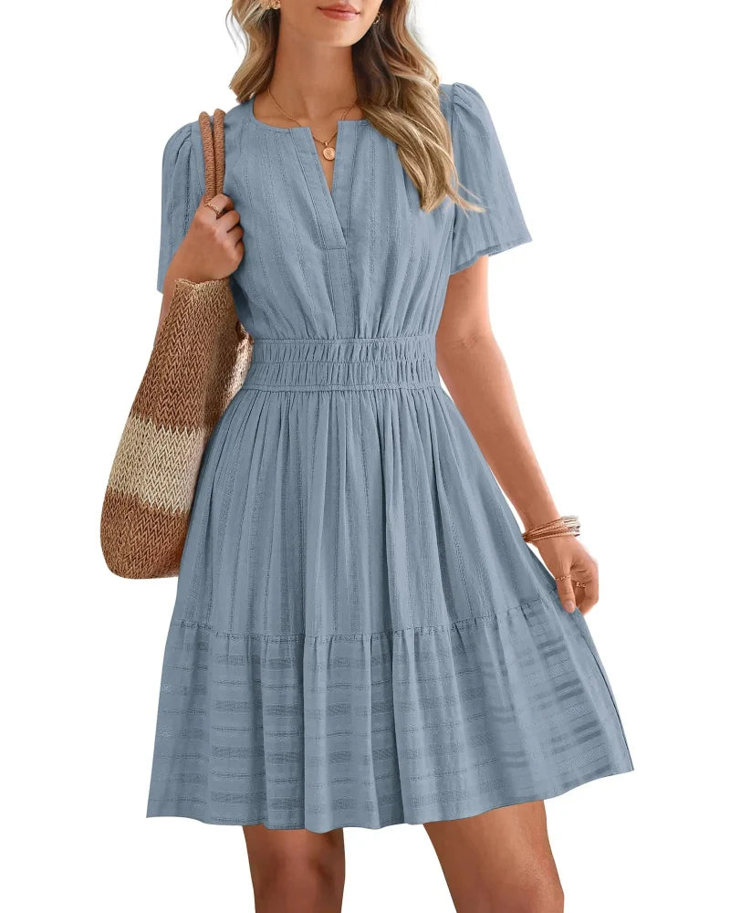 Women’s Spring 2026 V-Neck Mini Dress – Boho Beachwear