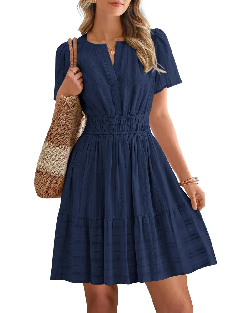 Women’s Spring 2026 V-Neck Mini Dress – Boho Beachwear