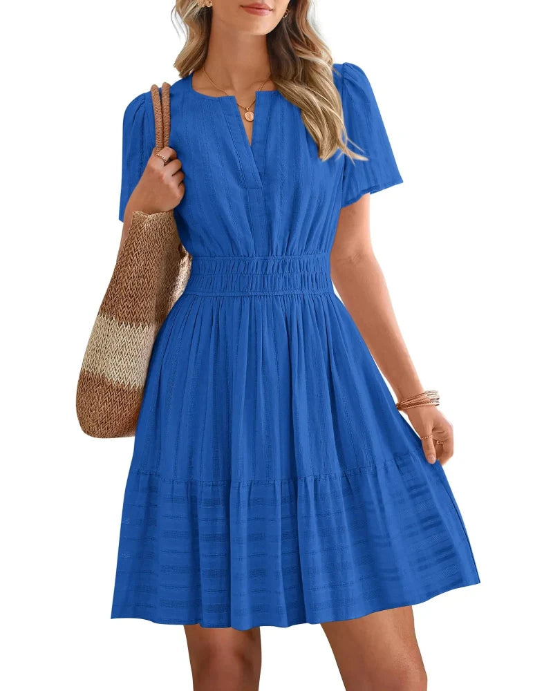 Women’s Spring 2026 V-Neck Mini Dress – Boho Beachwear
