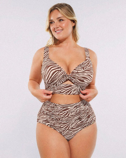 High-waisted shaping two-piece bikini set, designed to create a flattering silhouette